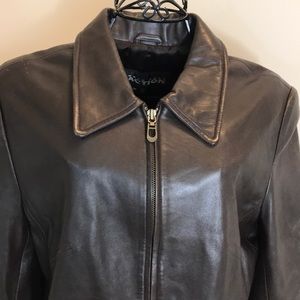 Kenneth Cole Reaction Brown Leather Jacket Size M